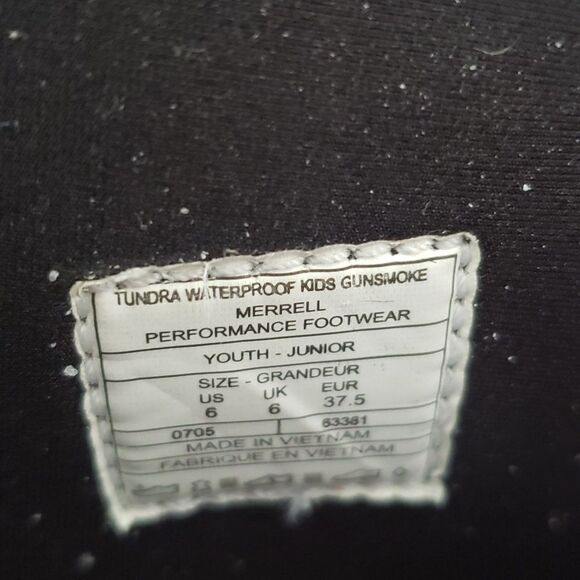 Merrell Boot Youth 6 Gunsmoke Waterproof Suede Pull On Performance Polartec - Picture 6 of 7